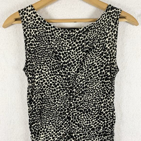 Norma Kamali Womens Reptile Print Bodycon Midi Dress Sz S Ruched Cocktail‎ Event - Picture 7 of 16
